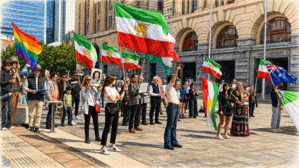 حضور جمعی از ایرانیان در یک گردهمایی مدنی